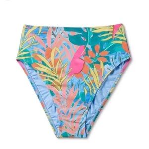 KONA SOL TROPICAL COLORFUL HIGH WAIST HIGH COVERAGE BIKINI Small Swim BOTTOM
